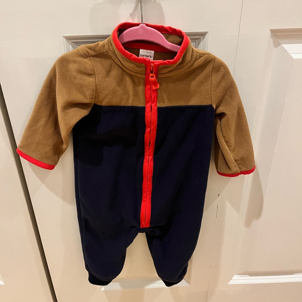 Carter's Tan and Navy One Piece with Red Accents